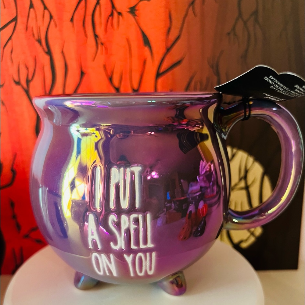 Halloween Iridescent Purple Cauldron Mug I Put A Spell On You Brew Coffee Tea